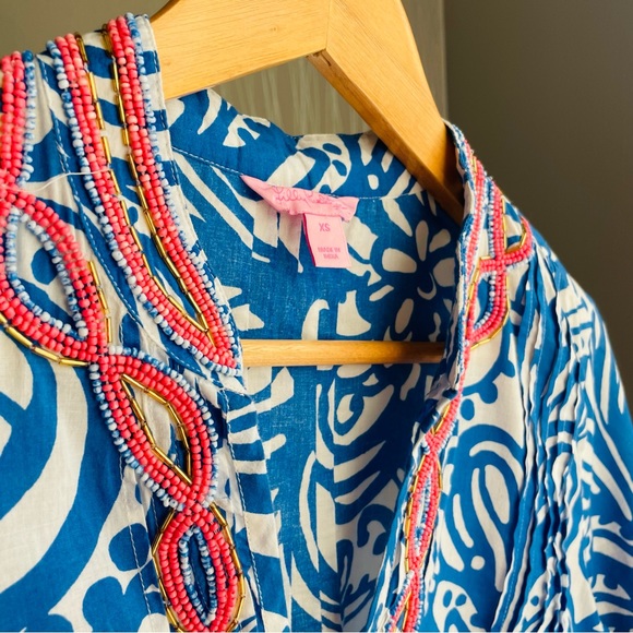 Lilly Pulitzer Sarasota Beaded Tunic Blue/White - Picture 6 of 9